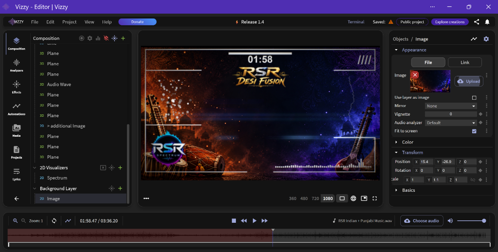 Vizzy Audio Visualizer for RSR Desi Fusion